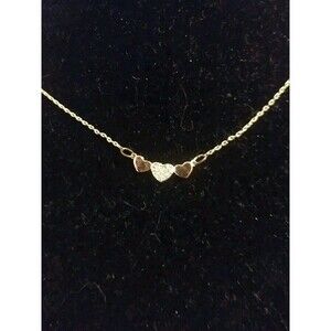 Lauren Conrad Two Tone Triple Heart Necklace Pave Rhinestones 18.5” Adjustable